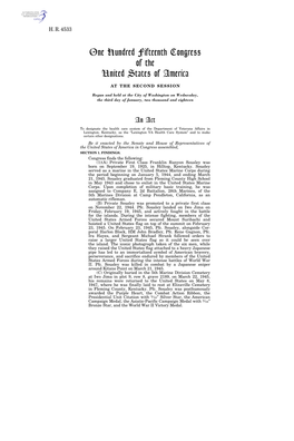 One Hundred Fifteenth Congress of the United States of America