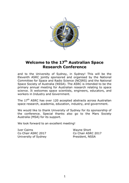 The 17Th Australian Space Research Conference