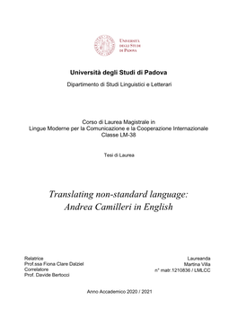 Translating Non-Standard Language: Andrea Camilleri in English