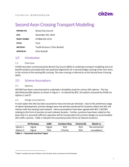 Second Avon Crossing Transport Modelling