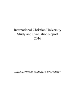 International Christian University Study and Evaluation Report 2016