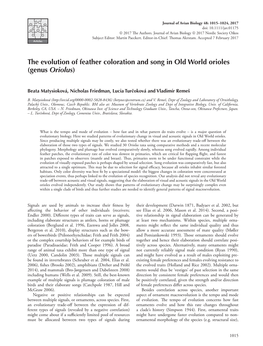 The Evolution of Feather Coloration and Song in Old World Orioles (Genus Oriolus)