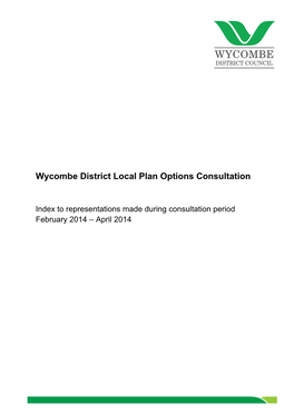 Wycombe District Local Plan Options Consultation