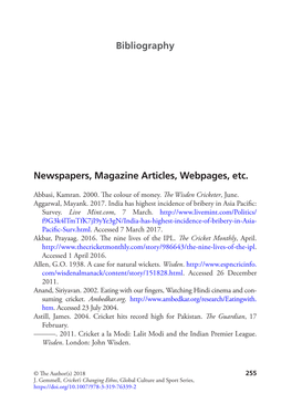 Newspapers, Magazine Articles, Webpages, Etc. Bibliography