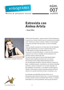 Entrevista Con Ainhoa Arteta