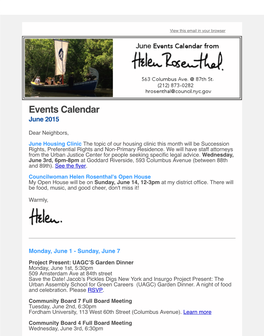 Events Calendar June 2015