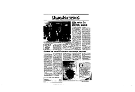 Thunder Word Six Win in HCSU Race Wendy Holte and Terry Sell Er, 1976, and Is Presently As- Were the Top Vote-Getters’