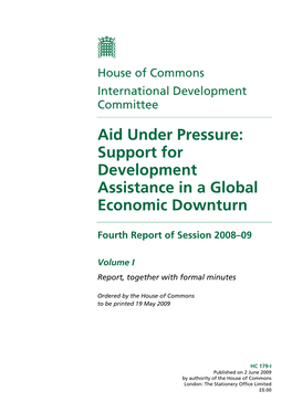 Aid Under Pressure: Support for Development Assistance in a Global Economic Downturn