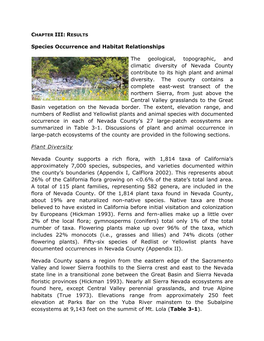 Species Occurrence and Habitat Relationships the Geological