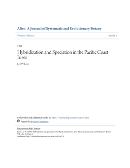 Hybridization and Speciation in the Pacific Coast Irises