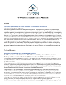 OFA Workshop 2021 Session Abstracts
