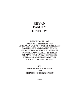 Bryan Family History