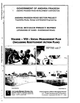 ANDHRA PRADESH ROAD SECTOR PROJECT Public Disclosure Authorized Feasibility Study, Design and Detailed Engineering