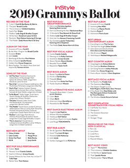 2019 Rammys Ballot