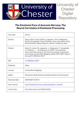 The Emotional Face of Anorexia Nervosa: the Neural Correlates of Emotional Processing