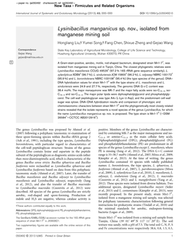 Lysinibacillus Manganicus Sp. Nov., Isolated from Manganese Mining Soil