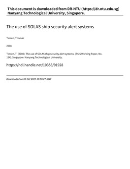 The Use of SOLAS Ship Security Alert Systems