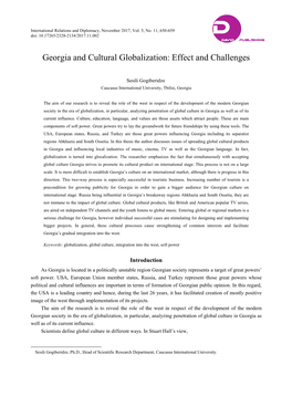 Georgia and Cultural Globalization: Effect and Challenges