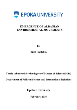 Emergence of Albanian Environmental Movements