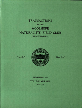 Transactions Woolhope Naturalists' Field Club