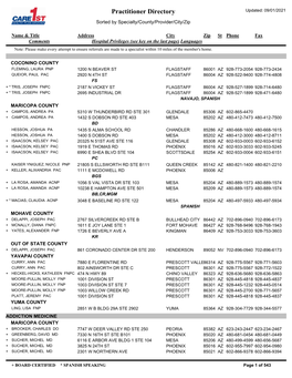 Practitioner Directory Updated: 09/01/2021