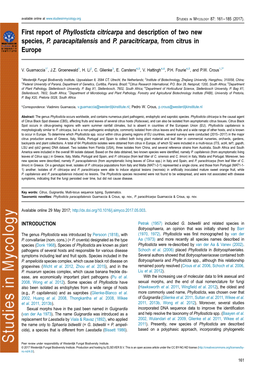 First Report of Phyllosticta Citricarpa and Description of Two New Species, P