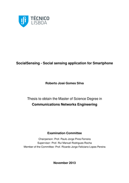 Social Sensing Application for Smartphone Thesis to Obtain The