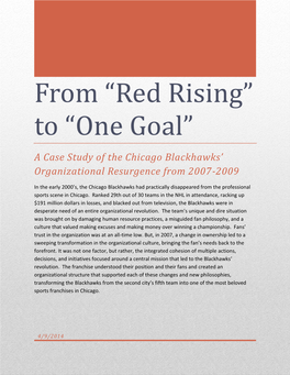 From “Red Rising” to “One Goal” a Case Study of the Chicago Blackhawks’