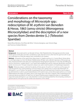 Considerations on the Taxonomy and Morphology of Microcotyle Spp.: Redescription of M