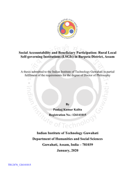 Rural Local Self-Governing Institutions (Lsgis) in Barpeta District, Assam