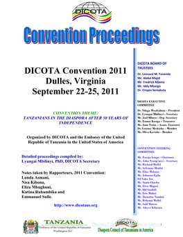 DICOTA Convention 2011 Dulles, Virginia September 22-25, 2011