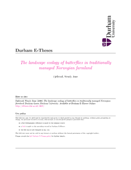 The Landscape Ecology of Butter Ies in Traditionally Managed Norwegian