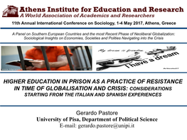 Gerardo Pastore University of Pisa, Department of Political Science E