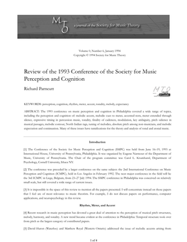 MTO 0.6: Parncutt, Review of Conference for Music Perception And