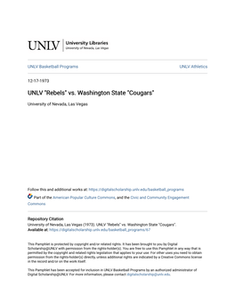 Vs. Washington State "Cougars"