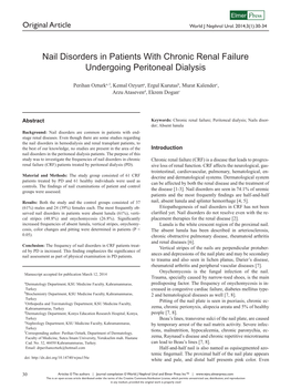 Nail Disorders in Patients with Chronic Renal Failure Undergoing Peritoneal Dialysis