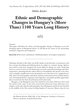 Ethnic and Demographic Changes in Hungary's