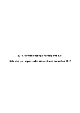 2010 Annual Meetings Participants List