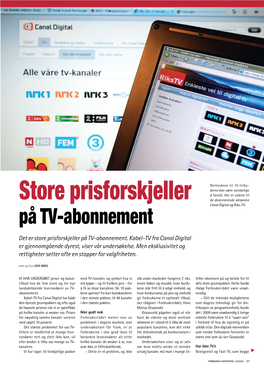 Store Prisforskjeller De Dominerende Aktørene Canal Digital Og Riks-TV