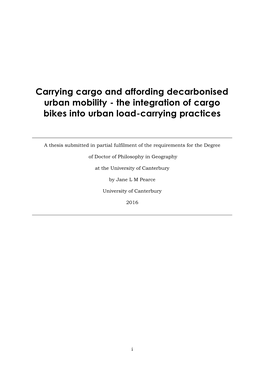 The Integration of Cargo Bikes Into Urban Load-Carrying Practices