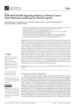 PI3K/AKT/Mtor Signaling Pathway in Breast Cancer: from Molecular Landscape to Clinical Aspects