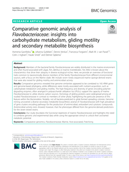 Comparative Genomic Analysis of Flavobacteriaceae