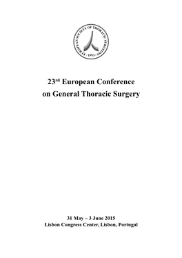 23Rd European Conference on General Thoracic Surgery