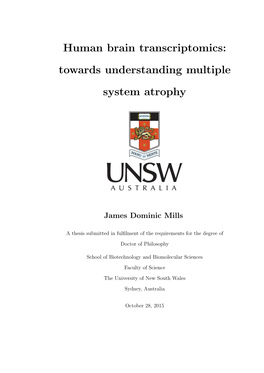 Human Brain Transcriptomics: Towards Understanding Multiple System Atrophy