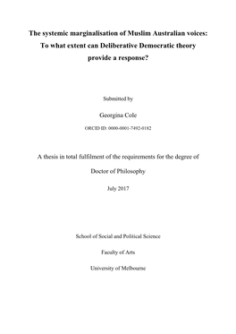 The Systemic Marginalisation of Muslim Australian Voices: to What Extent Can Deliberative Democratic Theory Provide a Response?