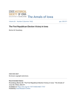 The First Republican Election Victory in Iowa