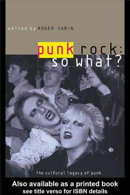 Punk Rock: So What?, the Cultural Legacy of Punk