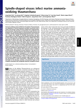 Spindle-Shaped Viruses Infect Marine Ammonia-Oxidizing Thaumarchaea