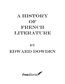 A History of French Literature