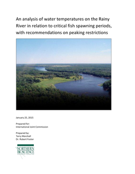 An Analysis of Water Temperatures on the Rainy River in Relation to Critical Fish Spawning Periods, with Recommendations on Peaking Restrictions